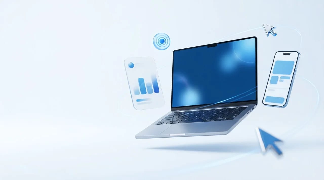 Absztrakt kép egy laptopról és telefonról