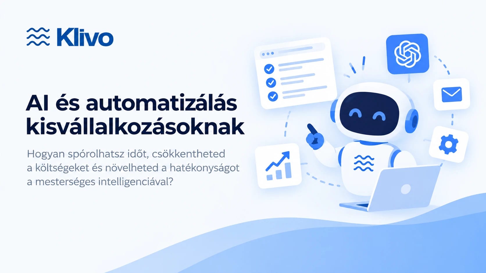 Modern borító az AI és automatizálás kisvállalkozásoknak blogcikkhez